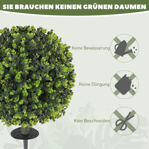 Rootz 2-Set Artificial Plants - Faux Boxwood Balls - Fake Eucalyptus - UV Resistant - Indoor Outdoor - Ø40cm x 56cm
