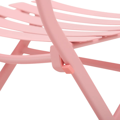 Rootz Foldable 3-Piece Garden Set - Bistro Furniture - Outdoor Dining - Powder-Coated Metal - 60x60x71cm Table & 2 Chairs - Pink