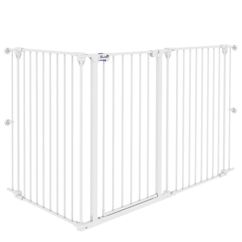 Rootz Steel Dog Safety Barrier - Pet Gate - Folding Fence - Double Locking System - 206cm x 90cm
