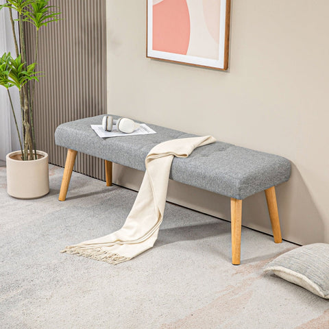 Rootz Bed Bench - Upholstered Bench - Window Seat - Thick Padding - Imitation Linen - Rubber Wood Legs - 120cm x 41cm x 43cm