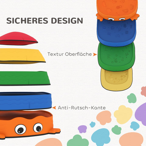 Rootz 5-Set Trittstein Balance Stones - Stackable Frog Shape - Exercise Play - Safe Plastic - 33.5cm x 33cm x 28cm