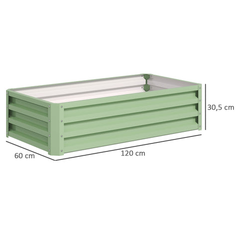 Rootz Raised Bed Plant Box - Garden Planter - Weather-Resistant Galvanized Steel - Open Floor for Drainage - 120cm x 60cm x 30.5cm - Green