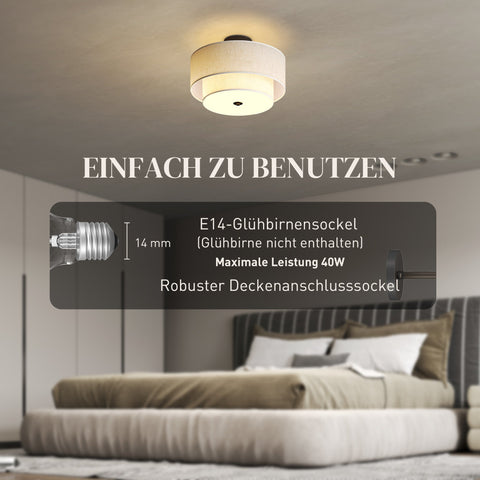 Rootz Ceiling Lamp - Hanging Lamp - Linen Look - White- Soft Ambient Lighting - Dimensions Ø40cm x 26H cm