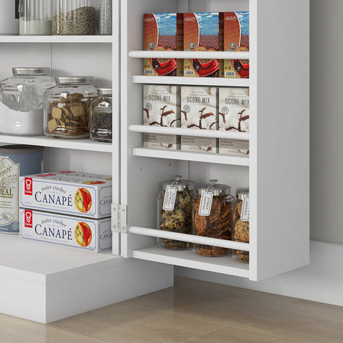 Rootz Kitchen Cabinet - Pantry Furniture - Storage Cupboard - 2 Doors, 17 Shelves Total - Tilt Protection - 60L x 30B x 104H cm