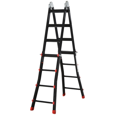 Rootz Telescopic Ladder - Extension Step Ladder - Folding Climb Ladder - Non-Slip, Lightweight, 150kg Capacity, 232-401x46x11 cm, Black+Red **(149 characters)**