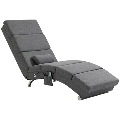 Rootz Massage Chair - Relaxation Chair - Reclining Chair - Floor Chair - Side Pocket - 5 Modes - 8 Vibration Points -  MDF Panels - Steel Frame - Linen Fabric - Gray - 56 x 168 x 84 cm