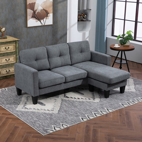 Rootz Corner Sofa 3-Seater - Chaiselongue - Modular Couch - High Comfort - 186cm x 130cm x 84cm