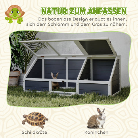 Rootz Turtle Box Outdoor Enclosure - Turtle House - Reptile Habitat - Easy Access - 120x55x20/50cm