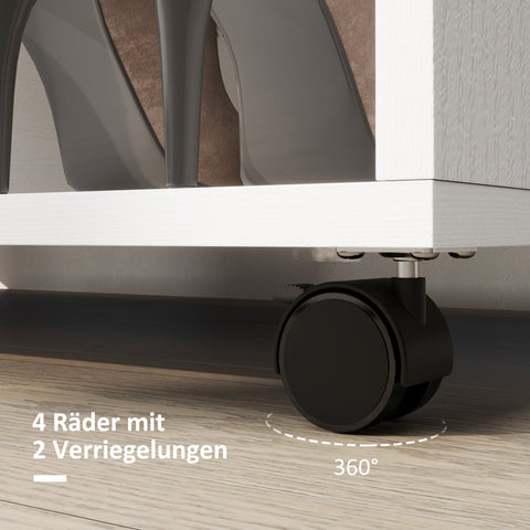 Rootz Wardrobe on Wheels - Mobile Wardrobe - Rolling Clothes Rack - Spacious Storage - 80 x 40 x 128 cm, White