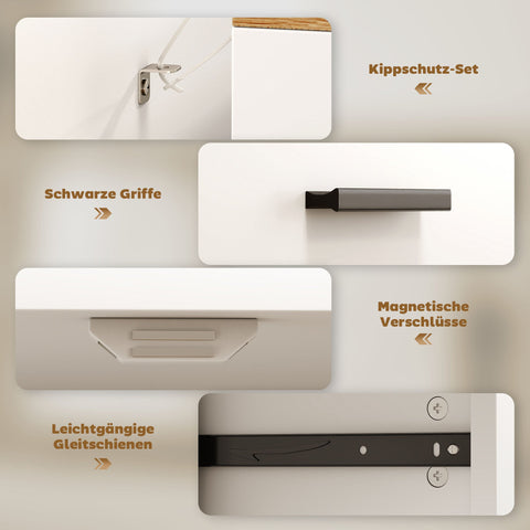 Rootz Sideboard with Storage - Chest of 2 Drawers - Accent Cabinet - Buffet Cupboard - Clutter-Free Organization - 68.6 x 35 x 90.3 cm - Brown, White