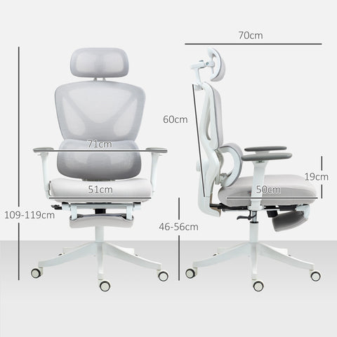 Rootz Ergonomic Office Chair - Adjustable Office Chair - Tiltable Desk Chair - Lumbar Support - 71x70x109-119cm - Breathable Fabric