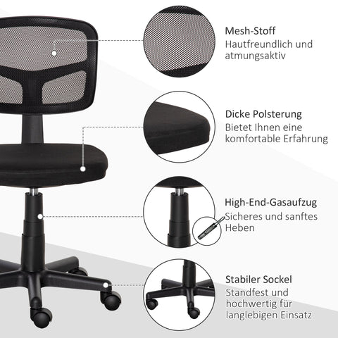 Rootz Ergonomic Office Chair - Desk Chair - Swivel Chair - Height Adjustable - 43cm x 77.5-89.5cm - Black