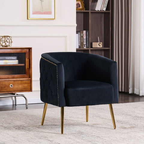 Rootz Black Metal Leg Chair - Armchair - Lounge Chair - High Density Foam - 65.27L x 64.77W x 73.66H cm