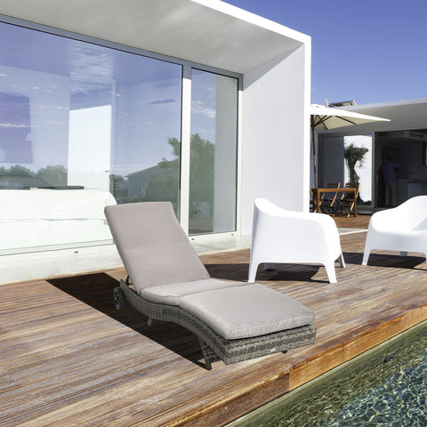 Rootz Sun Lounger Deck Chair - Recliner - Outdoor Chair - 5 Adjustable Positions - Removable Cover - 207cm x 70cm x 70cm