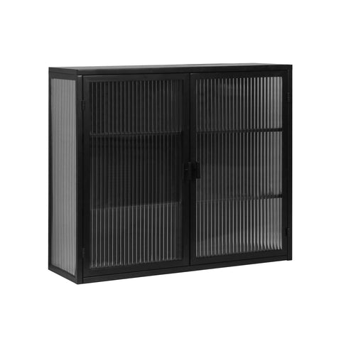 Rootz Modern Wall Cabinet - Storage Cupboard - Display Shelf - Stylish Tempered Glass - 70cm x 23cm x 60cm