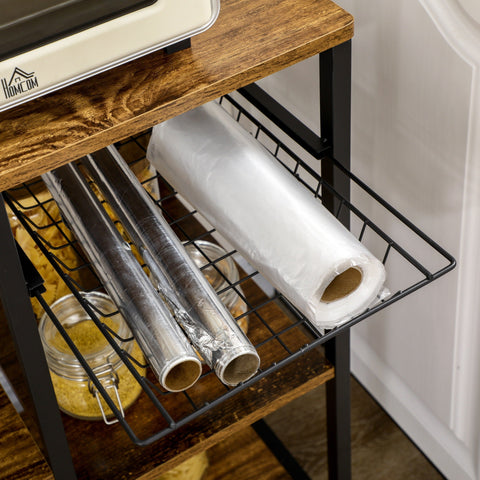 Rootz Kitchen Shelf with Integrated Sockets - Microwave Shelf - Industrial Storage Shelf - Ample Storage - 90x42x130cm