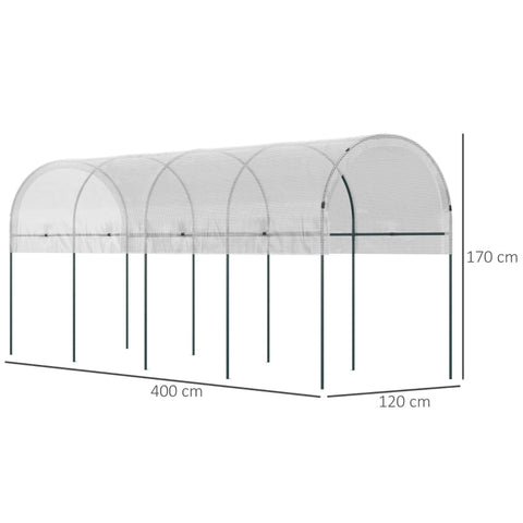Rootz Plant Protection Canopy - Tomato Greenhouse - Garden Shelter - Curved Roof - Steel Frame - Heavy Duty Tarpaulin - 400cm x 120cm x 170cm