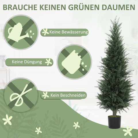 Rootz Cypress-Art Plant - Artificial Greenery - Faux Foliage - UV-Resistant - 40 x 120 cm with Pot