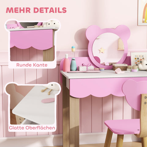 Rootz Children's Hairdressing Set - Vanity Table - Kids Beauty Station - Safe Play - 68cm x 35cm x 86cm