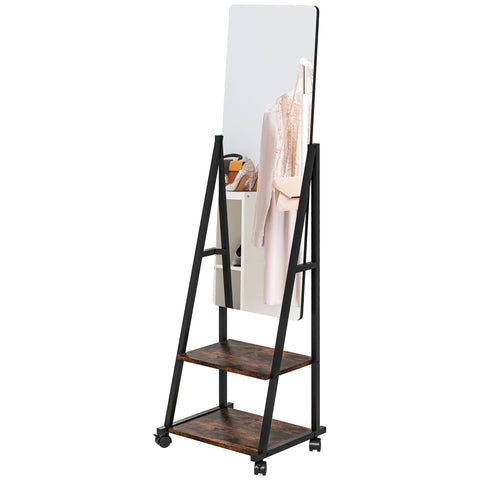 Rootz Standing Mirror - Full-Length Mirror - Floor Mirror - Adjustable Angles - 42cm x 37cm x 155cm