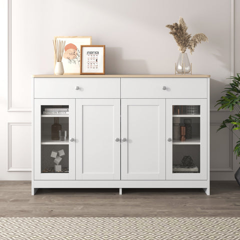 Rootz Rustic Sideboard - Country Style Buffet - Cabinet with Storage - Elegant Design - 120L x 37W x 80H cm