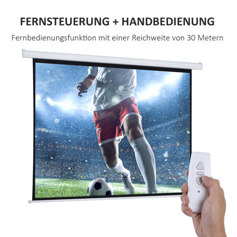 Rootz Motorized Projector Screen - Home Theater Screen - Cinema Display - Durable Fabric - 203cm x 152cm - Electric Remote Control