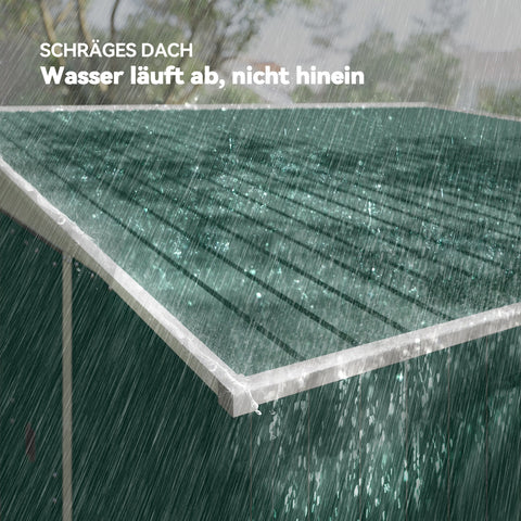 Rootz Metal Device Shed - Garden Storage - Equipment Shed - Lockable & Weatherproof - 280 x 345 x 201cm - Green