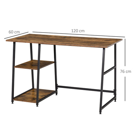 Rootz Industrial Design Office Desk - Workspace Table - Reclaimed Wood Look - Storage Shelves - 120cm x 60cm x 76cm