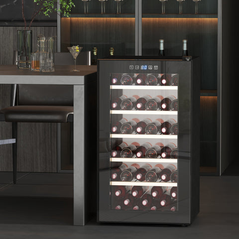 Rootz Wine Refrigerator - Beverage Fridge - Wine Cooler - LED Display - 45.1x53.8x79.8cm - 41 Bottle Capacity