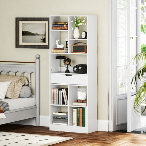 Rootz Multi-Purpose Bookcase - Shelf with Compartments - Storage Unit - Anti-Tilt Safety - 60 x 26 x 158 cm, White