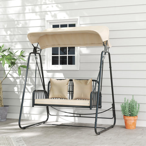 Rootz Rattan Hollywood Swing - 2-Seater Garden Swing - Outdoor Swing - UV Resistant - 149 x 121 x 180 cm