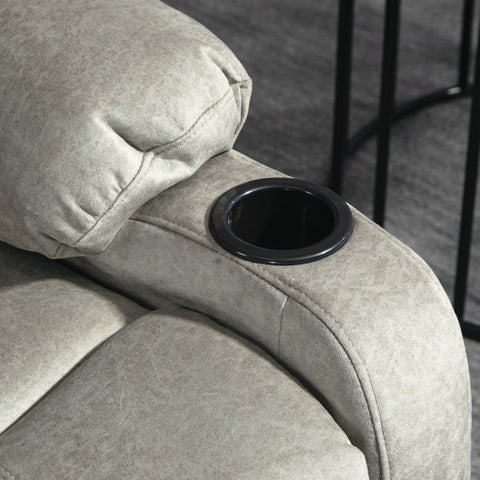 Rootz Relaxation Chair TV Armchair - Reclining Seat - Swivel Rocker - Leather-like Fabric - Cup Holder - Brown - 87cm x 162cm x 102cm