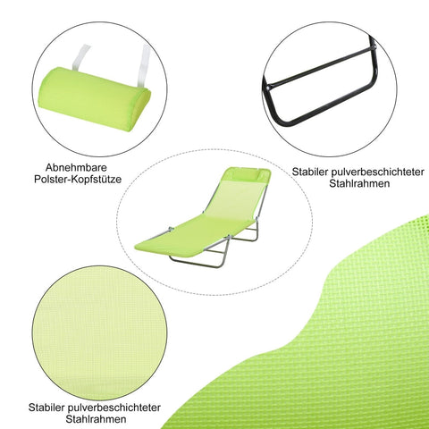 Rootz Ligstoel - Ligstoel - Ligstoel - Ultiem comfort - Lichtgewicht en opvouwbaar - Duurzaam stalen frame - 182 cm x 56 cm x 24,5 cm