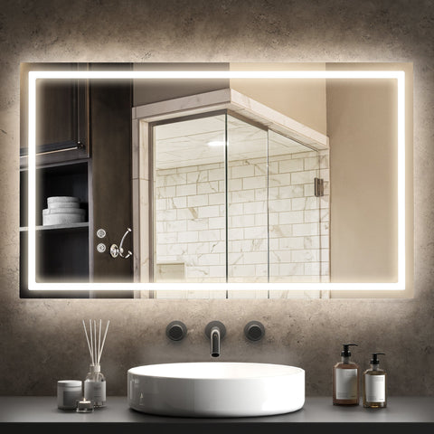 Rootz LED Bathroom Mirror – Vanity Mirror – Illuminated Mirror – Adjustable Brightness, Anti-Fog, Waterproof – 100x60x3 cm