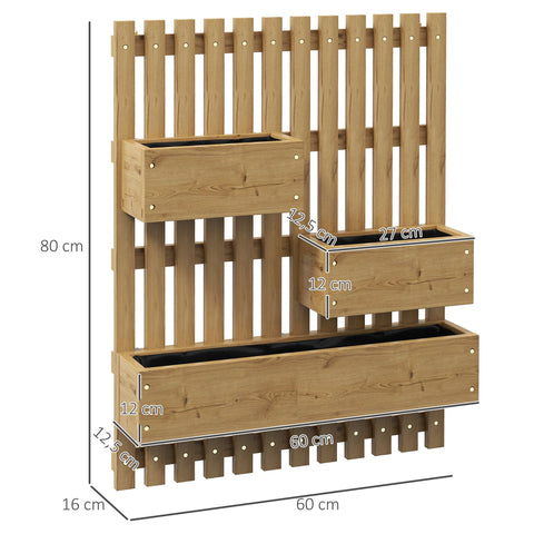 Rootz Wall Flower Boxes - Vertical Planter - Spruce Wood - Space-Saving Design - 60cm x 16cm x 80cm
