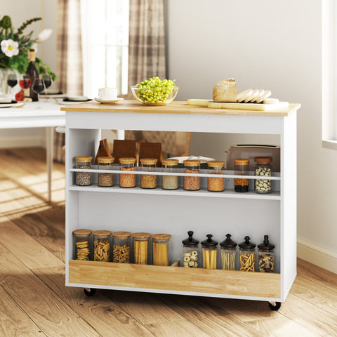 Rootz Rollable Kitchen Trolley - Mobile Kitchen Island - Kitchen Cart - Ample Storage & Easy Mobility - 107cm x 50cm x 85cm