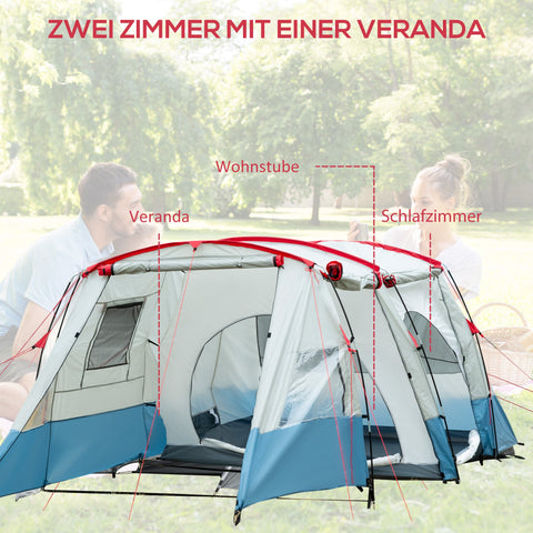 Rootz Camping Tent - Family Tent - Outdoor Shelter - Water-repellent - 5.10m x 2.40m x 1.80m