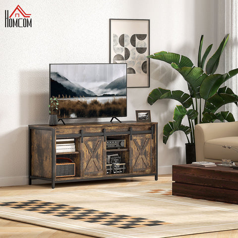 Rootz TV Lowboard - TV Stand - Media Console - 6 Compartments - For 60" TVs - 120cm x 40cm x 54cm - Rustic Industrial Design