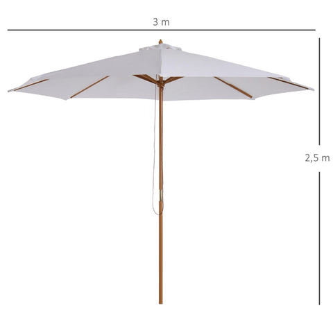 Rootz 300 cm Wooden Parasol - Garden Umbrella - Balcony Umbrella - Durable & UV-Resistant - Adjustable Tilt - Easy Operation - Ø300 x H250 cm