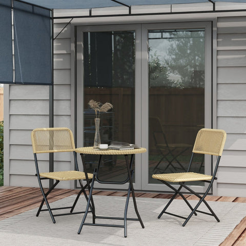 Rootz 3 Piece Bistro Set - Outdoor Furniture - Folding Set - Durability - 46L x 58W x 84H cm Chair & Ø60 x 70H cm Table