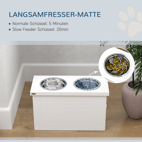 Rootz 2-in-1 Adjustable Dog Bowl Set - Elevated Feeder - Stainless Steel Bowls - Spine Support - 60cm x 30cm x 35cm