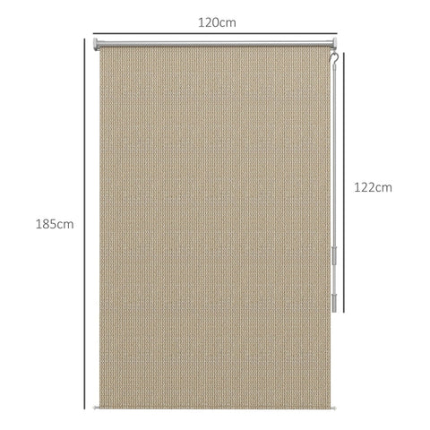 Rootz Outdoor Roller Blind - Sunshade - Privacy Screen - Hand Crank Operation - 120cm x 185cm - Beige - HDPE Fabric - Aluminum Frame