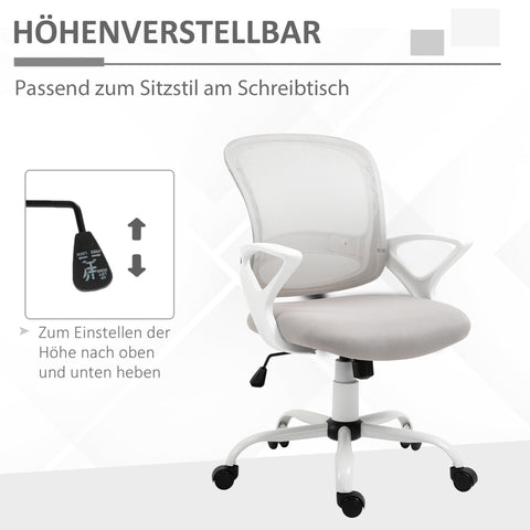 Rootz Ergonomic Office Chair - Desk Chair - Height Adjustable Seating - Breathable Mesh Back - 61cm x 61cm x 89-99cm - Grey