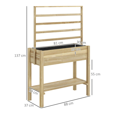 Rootz Raised Garden Bed on Stand - Elevated Planter - Wooden Flower Box - Promotes Vertical Growth - 88cm x 37cm x 137cm