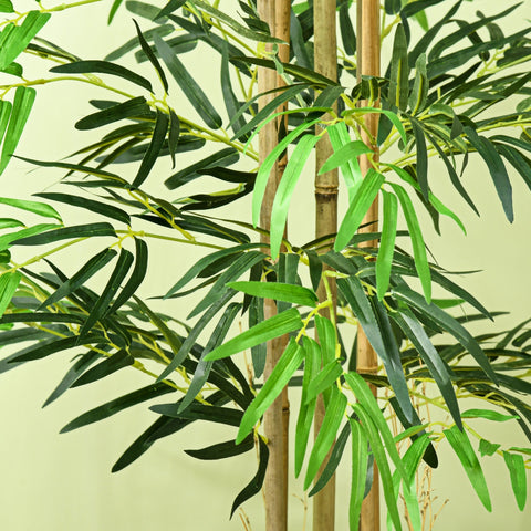 Rootz Artificial Bamboo XXL Tree - Faux Plant - Synthetic Greenery - Realistic Leaves - 115cm Height - Black Pot ø 20 x 14cm
