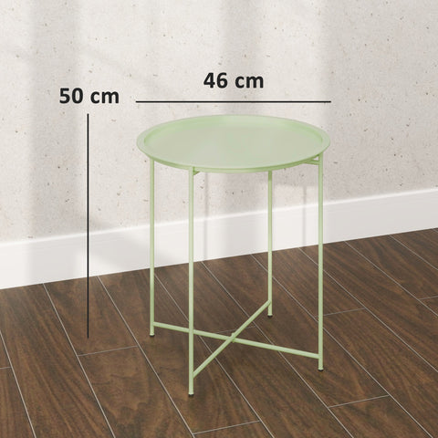 Rootz Round Garden Table - Terrace Table - Steel Exterior Table - Removable Tray - Foldable Design - Ø46 x 50cm