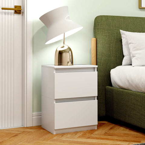 Rootz 2 Drawer Bedside Table - Nightstand - Side Table - Ample Storage - 39.6L x 32.3W x 56H cm