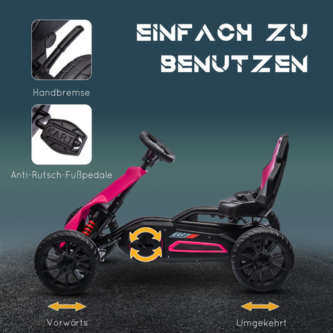 Rootz Children's Go-Kart - Pedal Vehicle - Kid's Racer - Adjustable Seat - Promotes Activity - 100cm x 58cm x 58.5cm - Ages 3-8 - Pink, Black