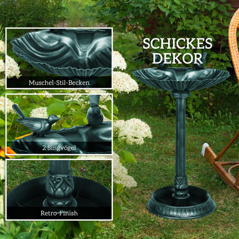 Rootz Bird Drinks Bath - Bird Bath with Statues - Garden Water Feeder - Antique Look - Weatherproof - 49.5l x 38b x 81h cm
