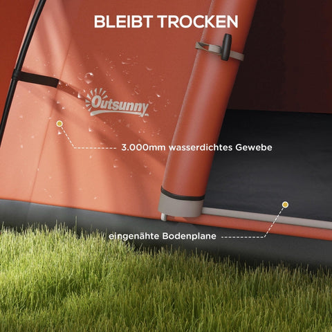 Rootz 5-6 Person Camping Tent - Family Tent - Waterproof Tent - Spacious Design - Enhanced Ventilation - 550L x 300W x 198H cm - Orange